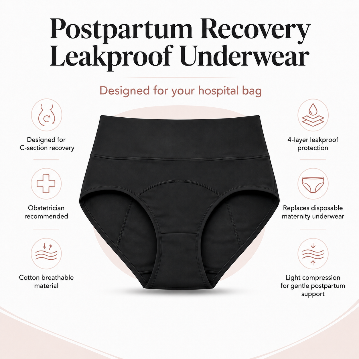 Postpartum Recovery Leakproof Underwear for Hospital Bag & C-Section Recovery Marbra