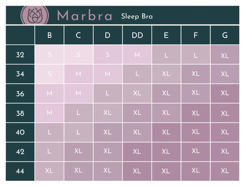 Marbra Everyday Sleep Nursing and Maternity Bra Size Chart